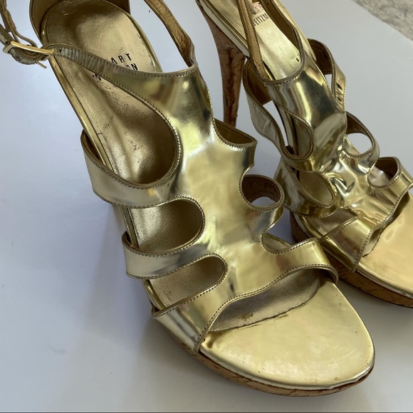 Stuart Weitzman Gold Cork High Heels size 10 - Picture 7 of 14